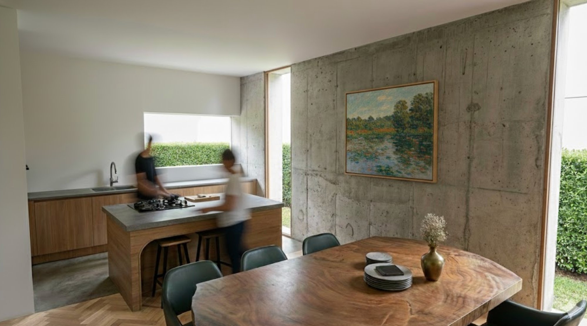 Rendu 3D cuisine béton - Meinier, Genève